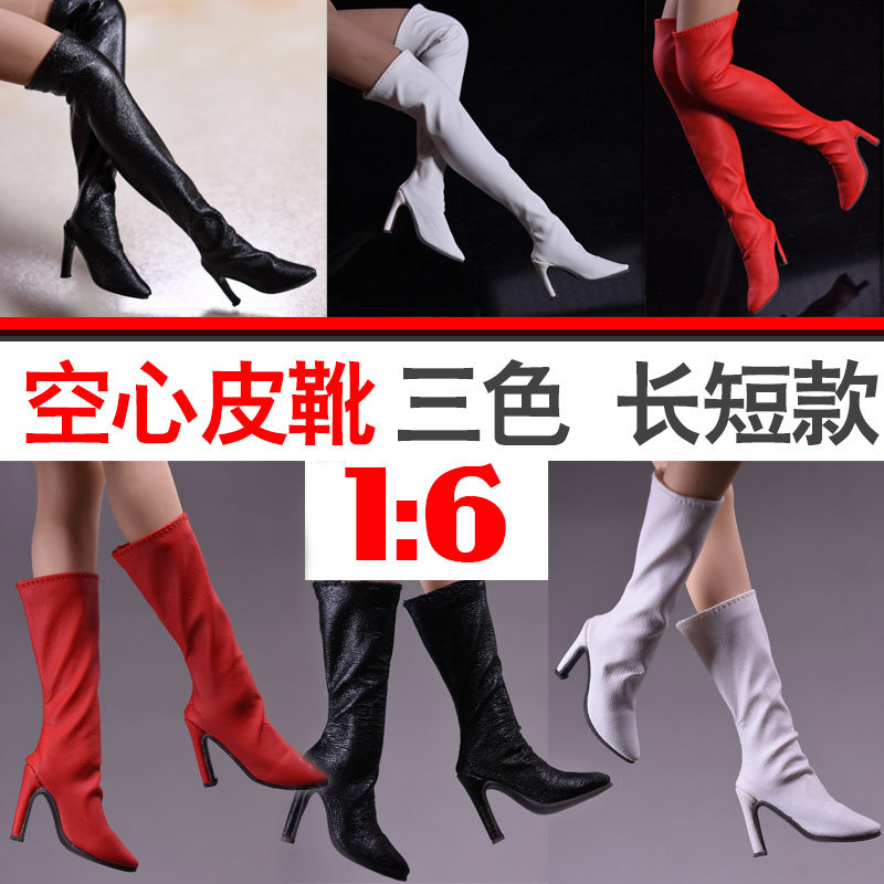Spot 1 6 female soldiers boots leather boots (hollow without feet) suitable for PHICEN plastic female body