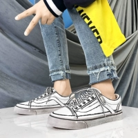 Giày vải siêu cháy nổ Giày nam nổ ulzzang nhỏ bẩn giày graffiti học sinh Hồng Kông phong cách giày trắng nhỏ 2018 mùa thu giày xtep nam