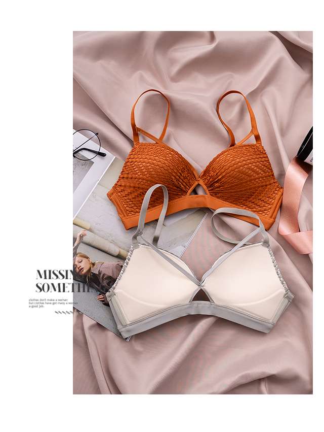Chỉ cần gợi cảm! Ngực nhỏ gợi cảm thu thập mà không có vành áo ngực phía trên hỗ trợ điều chỉnh bộ đồ lót - Bộ đồ lót set đồ lót đẹp