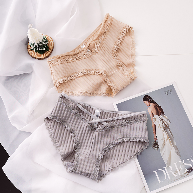 5 stores owner self-leaving money ~ pure cotton thread fabric lace side low waist sexy female triangle underwear