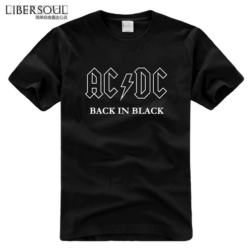 European и American Band Ac/DC Black In Black Short -sleeved T -Fry Frack Rock Music vn
