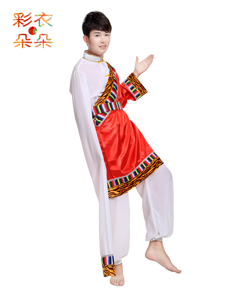 [Quần áo màu nở] Trang phục múa Tây Tạng mới thiểu số Trang phục múa tay áo Nam 1007 thời trang đồ bộ
