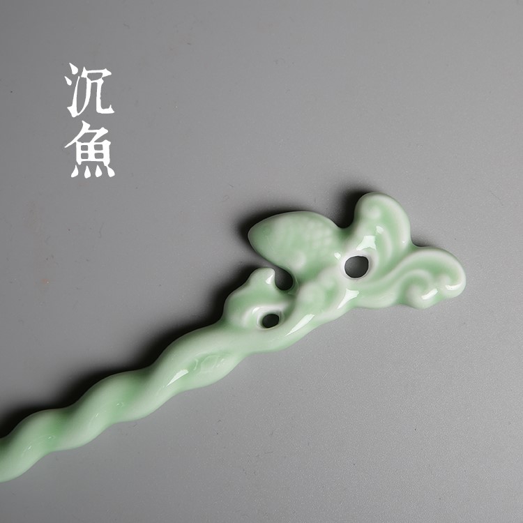 Package more hair mail Chinese wind ceramic gifts green glaze hair clasp antique dish hair ornaments ceramic jewelry classical send people to send