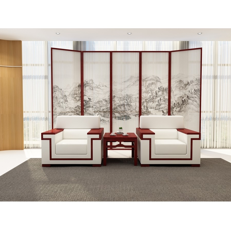 Office new modern Chinese reception room business negotiation leather fabric simple meeting guest conference sofa combination