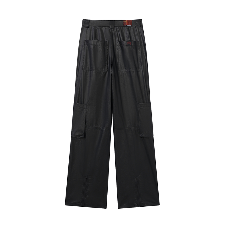 Tenxten Dark Military Waxed Multi-Pocket Decorative Bootcut Pants