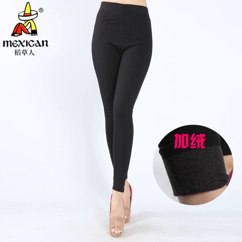 Quần giữ nhiệt dành cho phụ nữ được chải hai lớp của Mexico / Scarecrow, áo ngoài dày và quần cotton nhung 27652BC - Quần nóng lên