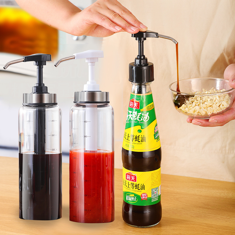 Squeeze Oyster Oil God Instrumental Kitchen Supplies Home Glass Salad Dressing Honey Ketchup Press Instrumental Oil Pot Seasoning Oil Bottle