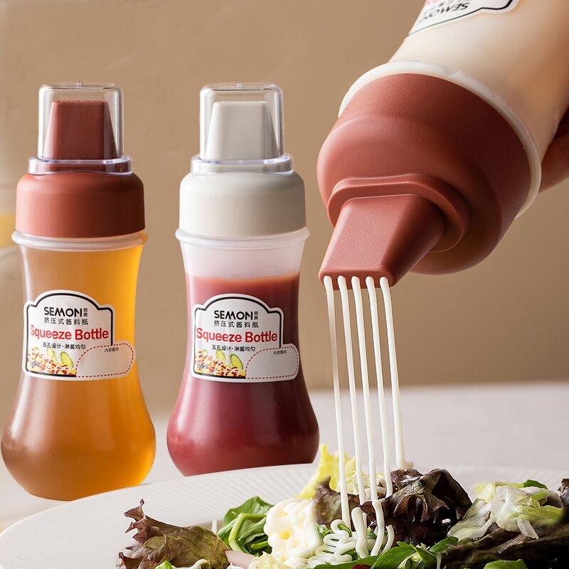 Porous salad bottle ketchup squeeze bottle leak-proof sauce bottle honey cheese squeeze sauce bottle salad dressing oil bottle jam