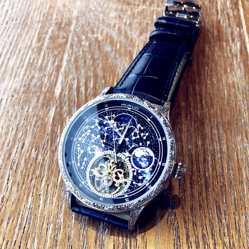Galaxy Earth New Concept Personalized Fully Automatic Mechanical Watch New Model Men's Tourbillon Skeleton Business Trend
