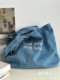 ກະເປົ໋າຜ້າໃບ Retro American denim ins large capacity embroidered shoulder bag students class commuting versatile handbag