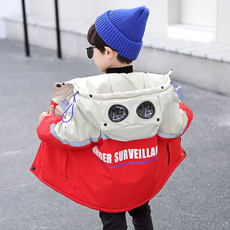 Boys' fleece jacket autumn and winter wear 2022 new children's Korean version of the Western style glasses windbreaker boy winter cotton padded clothes trend