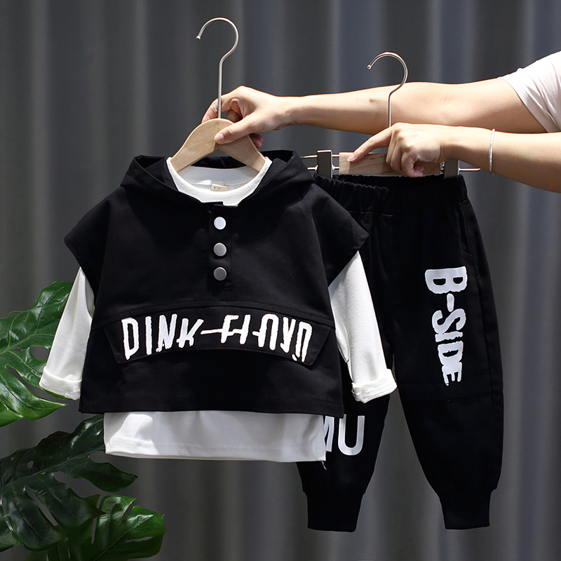 Boy's autumn clothes suit 2020 new baby Han version casual outfits Clothing Tide Children Handsome spring and autumn Three sets