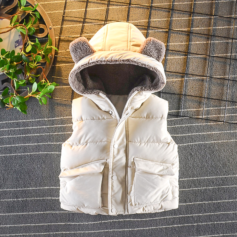 Boys' vest jacket winter 1-2-3 year old baby padded horse clip 4 vest 5 waistcoat 6 children hooded zipper shirt