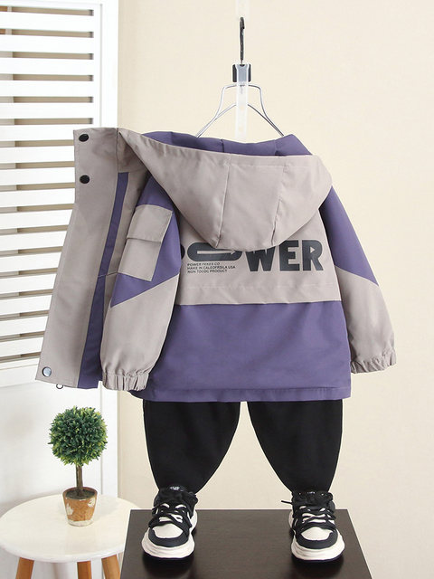 Boys' coats, children's autumn hooded windbreakers 2025 new boys' spring and autumn workwear jackets, baby tops