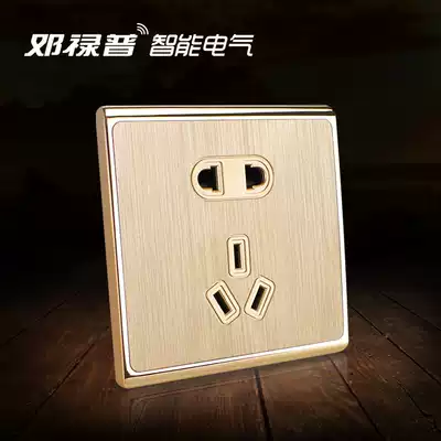 86 type concealed champagne gold brushed two-three-pole 5 five-hole socket Power supply wall switch socket panel