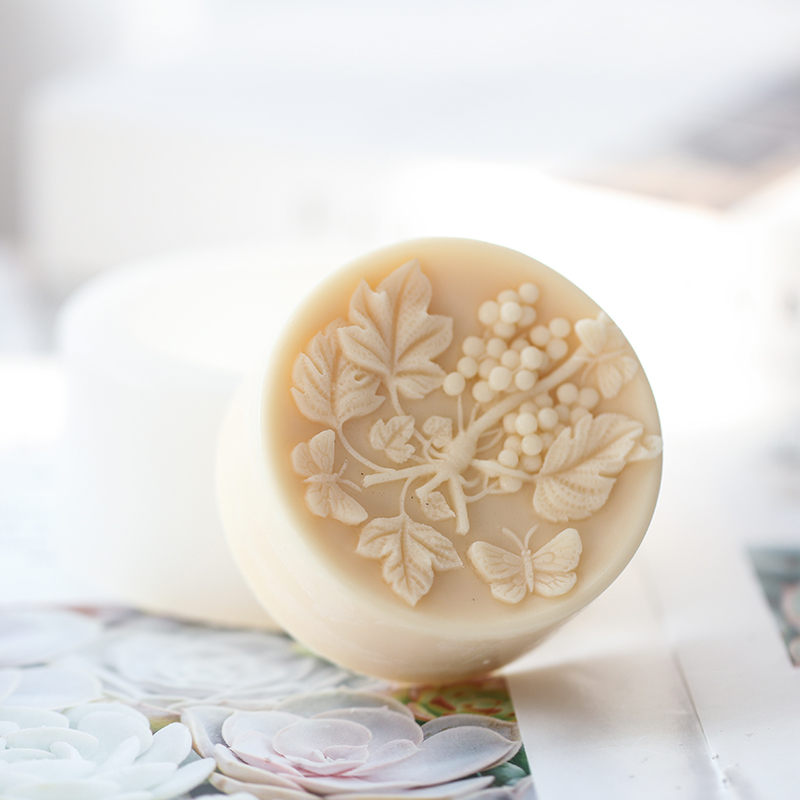 Love Soap Workshop Grape Flowers Vines Handmade Soap Silicone Mold DIY Soap Silicone Mold Out Soap about 155 gr