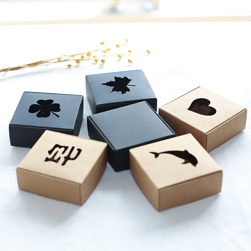 Love soap shop handmade soap packaging retro Kraft paper bag soap box hollow plane box square box