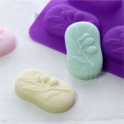 Aizapang 4-connected olive branch oval DIY handmade soap silicone mold new soap silicone mold