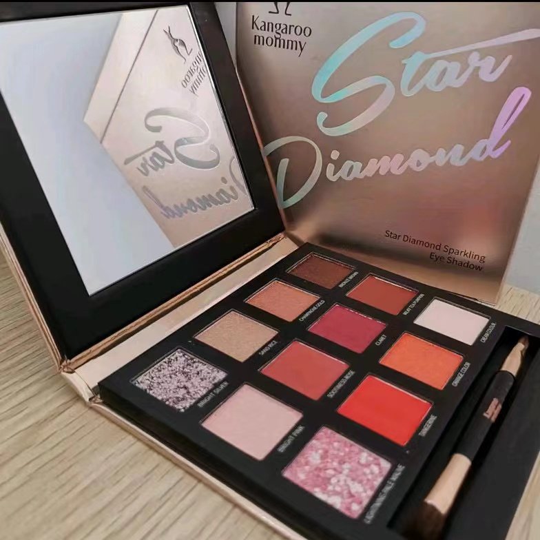 Kangaroo mother pregnant woman eye shadow tray cosmetics star diamond light sense 12 colors pregnancy special fixed makeup holding makeup pregnant mother makeup