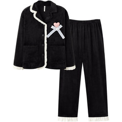 Mrs. Sili Brand Clearance Pajamas Women's Winter Coral Fleece Special Men's Flannel Plus Velvet Thick Couple Suit