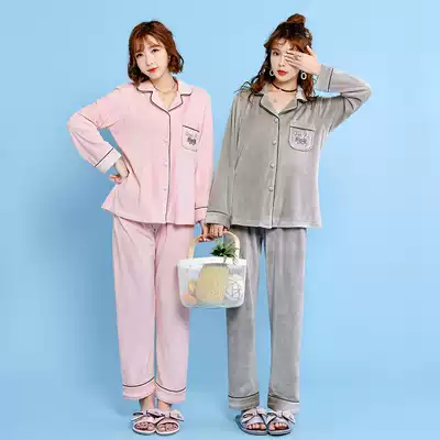 Women's winter coral velvet pajamas women's winter Korean version of sweet and lovely autumn and winter flannel padded velvet fever pants