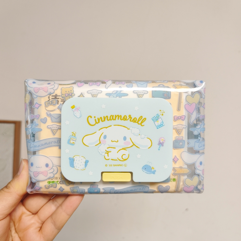 In-Stock Japanese-Style Cartoon Little Blue Dog Print Pvc Double-Sided Tissue Storage Bag Wet Wipe Bag Cute and Reusable