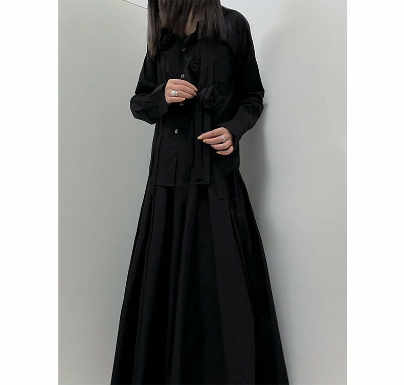 SAKUYA dark Yamamoto style Yohji niche design cdg irregular ribbon three-dimensional rose personality shirt