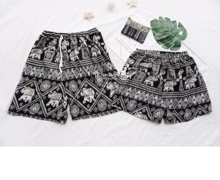Thái Lan thủ công cotton mỏng lụa voi nam và nữ quần short quần người yêu nóng cha mẹ tải hoang dã kích thước lớn thoáng khí quan ao nam
