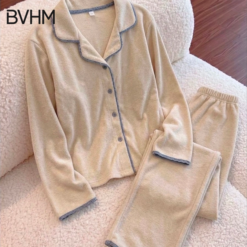 French Velvet Pajamas for Women, Autumn and Winter 2026 New Style, High-End Large Size Cardigan, Brushed Fabric, Long-Sleeve Loungewear Set