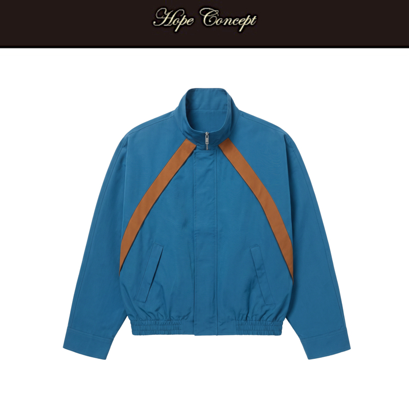 Hopeconcept Early Autumn Standard Fit Stand Collar Color-Blocking Retro Light Sports Batwing Sleeve Jacket 26211 Hopeconcept Early Autumn Standard Fit Stand Collar Color-Blocking Retro Light Sports Batwing Sleeve Jacket 26211