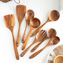 Log spatula wooden large spoon colander kitchen cooking wooden spatula spoon set high temperature resistant non-stick pan special