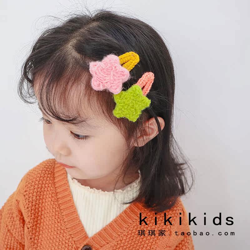 Girls ' Foreign style wool hairpin children's Han Fan side five-star hairpin Little girl Liuhai hair accessories Tide boy