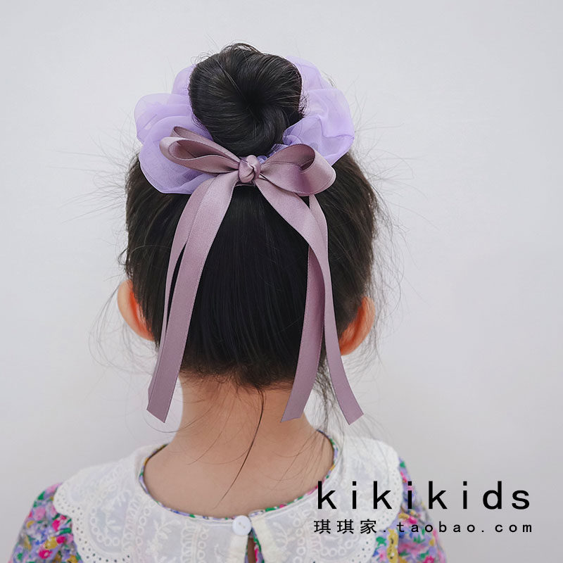 Little girl meatball head cloth large intestine hair circle tide ins Korean children tie hair band Girl streamer head rope