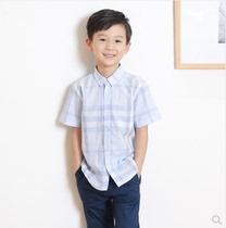 Netease strictly selected 2-15 years old Plaid cotton short sleeve shirt Childrens clothes Childrens short sleeve shirt