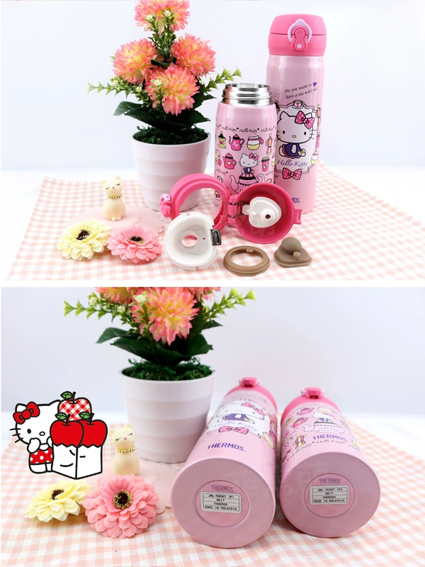 Thermos cốc học sinh trẻ em với rơm dễ thương Hello Kitty ma thuật ăn kiêng nữ cốc nước hellokitty - Tách lock and lock bình giữ nhiệt