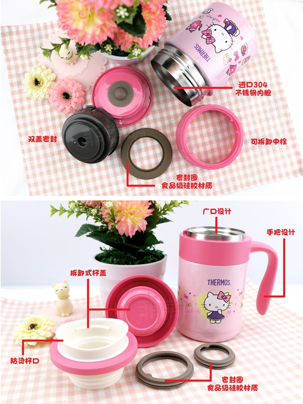 Thermos cốc học sinh trẻ em với rơm dễ thương Hello Kitty ma thuật ăn kiêng nữ cốc nước hellokitty - Tách