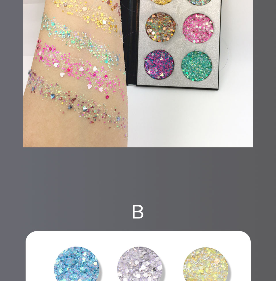 Nàng tiên cá liti long lanh bột gel bóng mắt trẻ em giai đoạn Latin trang điểm sequin miễn phí keo mặt bảng mắt odbo