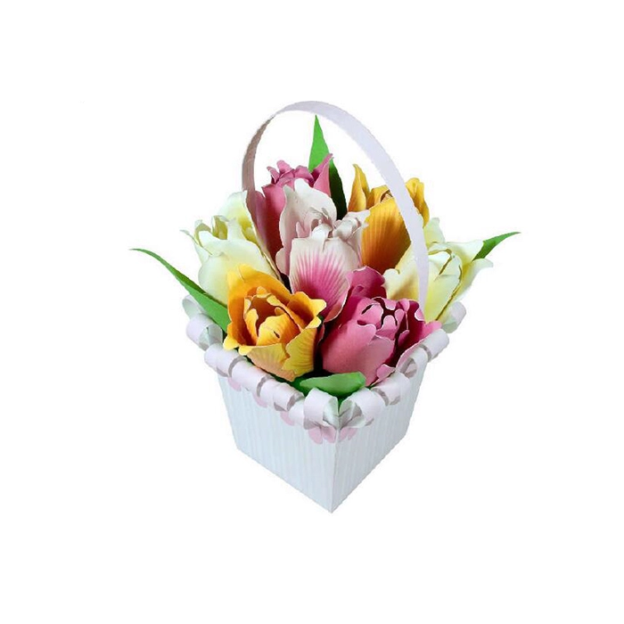 Bó hoa (Hoa tulip) Giấy thủ công DIY Giấy thủ công Trang trí máy tính để bàn Mô hình 1: 1 - Mô hình giấy