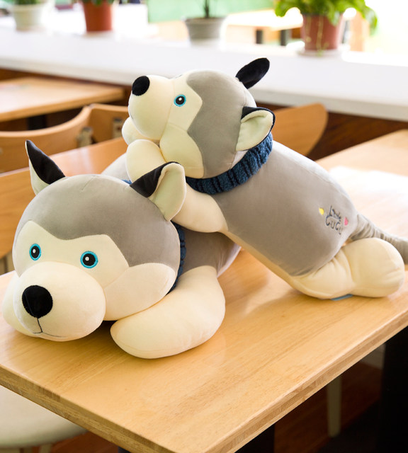 Husky plush toy dog ​​doll pillow ງາມ Erha lazy dog ​​doll ສາວນອນກອດ