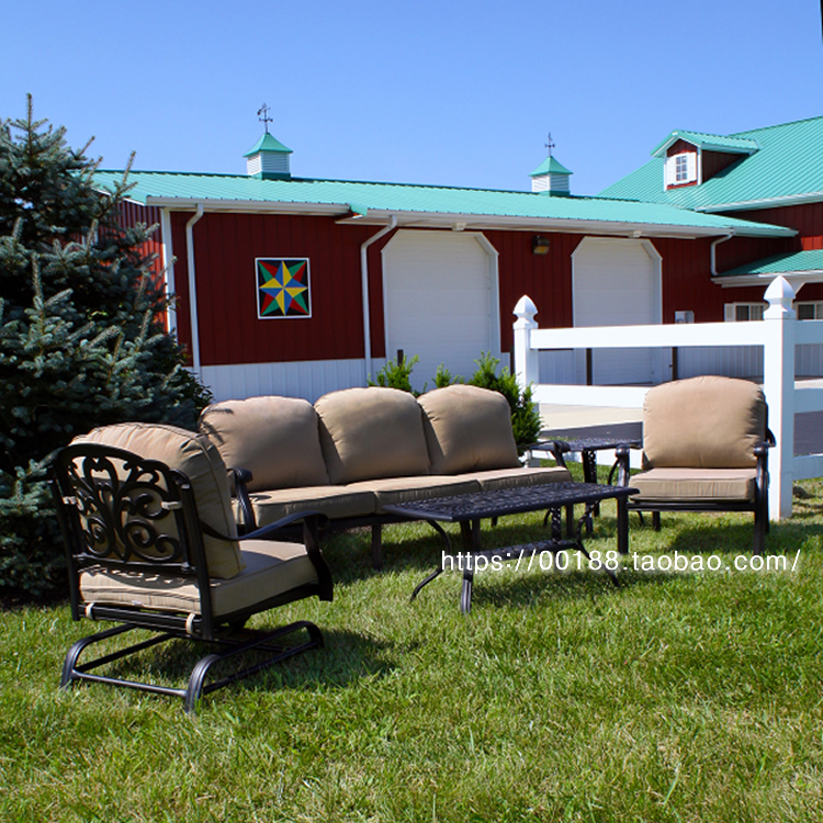 Iron outdoor sofa table and chair Cast aluminum courtyard balcony leisure sofa Hotel club outdoor sofa furniture