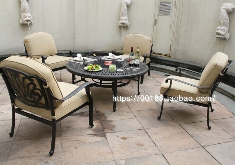 Outdoor BBQ furniture European cast aluminum barbecue tables outdoor charcoal grill furniture garden courtyard barbecue six people