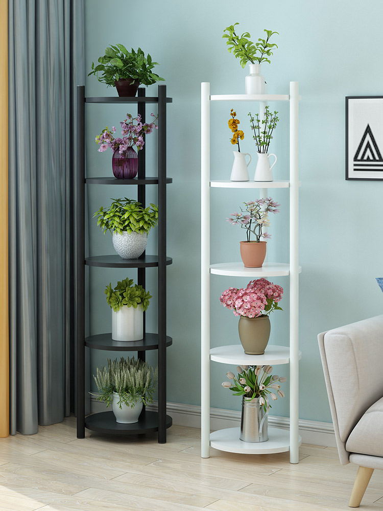 Wrought iron flower stand Nordic living room simple flower stand green radish succulent Chlorophytum shelf office floor-to-ceiling balcony