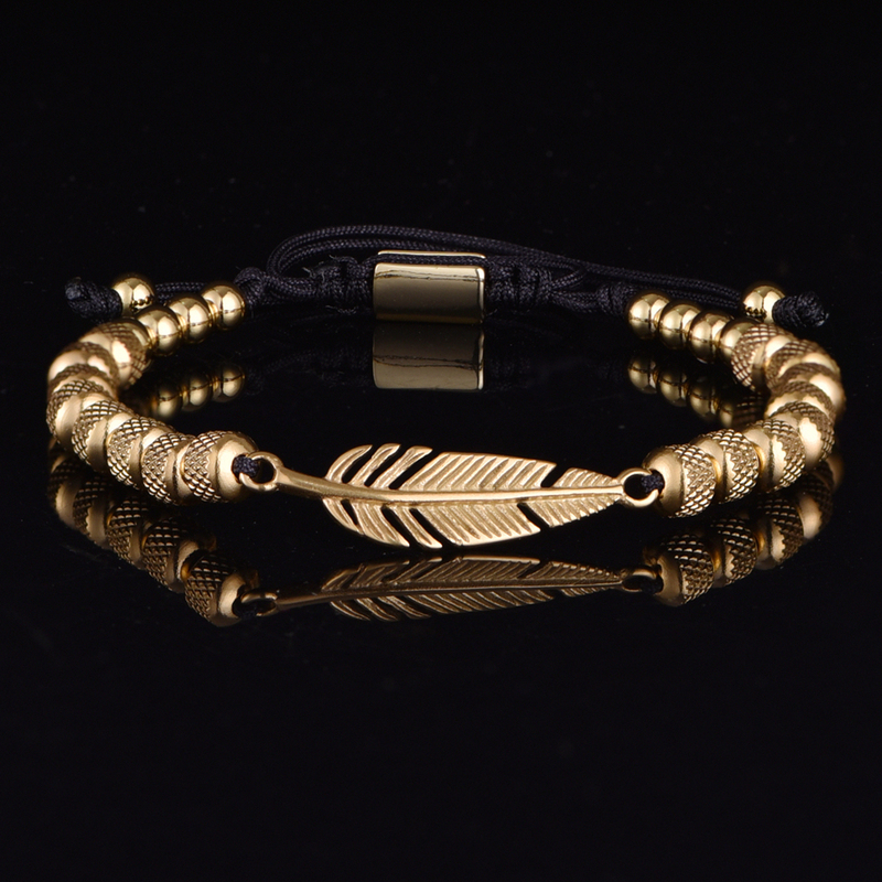 Morooki Designed Feather Beaded Bracelet, Adjustable, Retro, Simple and Versatile, Birthday Gift for Men and Women, Couples