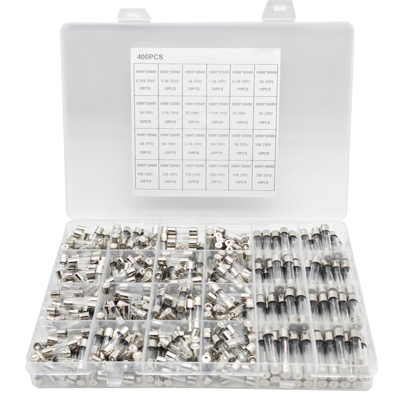 400 Pieces in a Box 0.25-20A Glass Fuse Set Fast Glass Fuse 5*20/6*30mm 400 Pieces in a Box 0.25-20A Glass Fuse Set Fast Glass Fuse 5*20/6*30mm