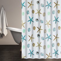 Shower curtain set non-perforated waterproof and mildew-proof curtain cloth toilet curtain bathroom door curtain rod shower partition thickened