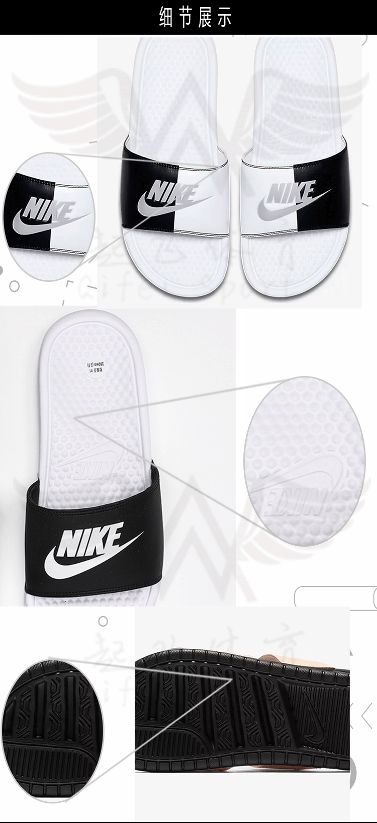 Nike Benassi Nike chữ ninja đen trắng 鸳鸯 nam và nữ dép quai thể thao 818736-011 dép nữ đẹp