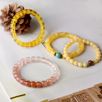 Buming handmade beeswax bead single circle flower white honey bracelet southern red turquoise womens bracelet bracelet