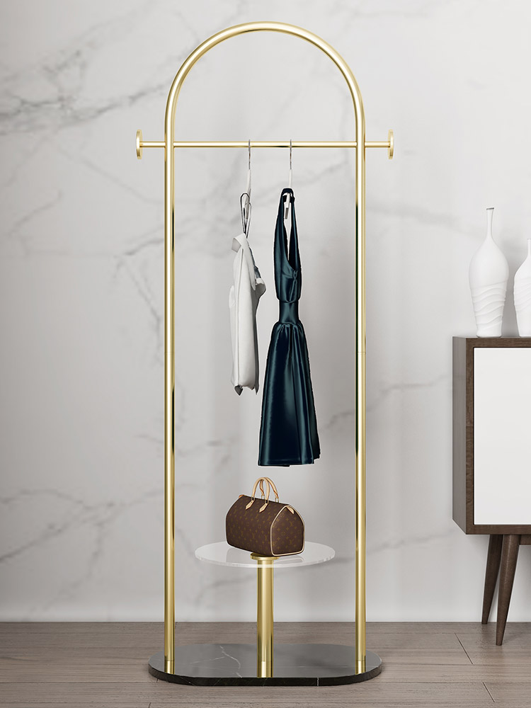 Light luxury coat rack floor bedroom stainless steel coat rack net red Nordic marble ins clothes rack