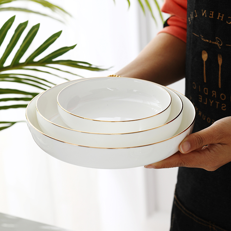Ipads porcelain child suit combination of household deep dish dish dish soup European - style up phnom penh dish ceramic tableware food dish