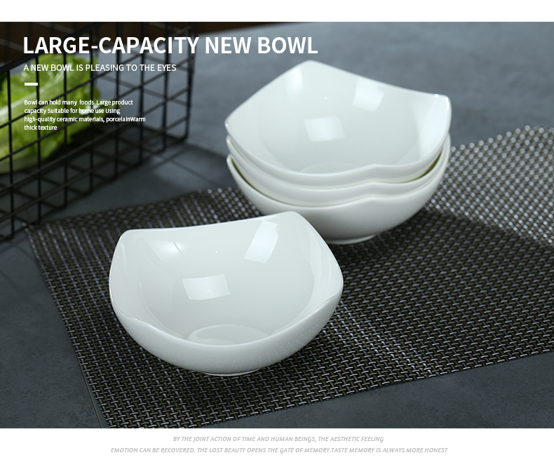 Pure white ipads jingdezhen ceramic tableware bowls creative Korean salad bowl bowl of white household Japanese soup bowl rainbow such use